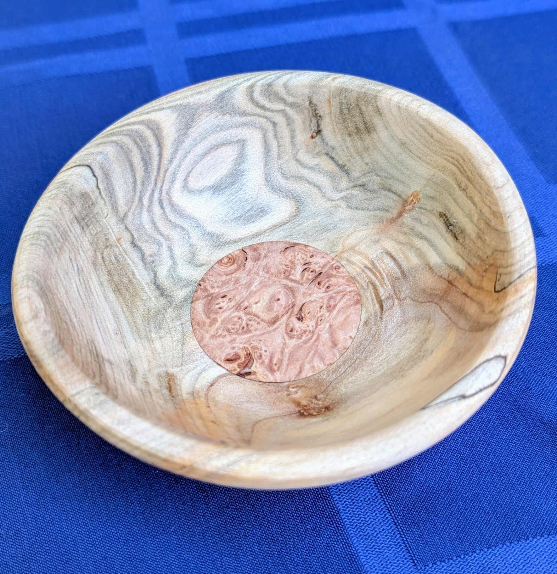 Cherry bowl with buckeye burl inlay